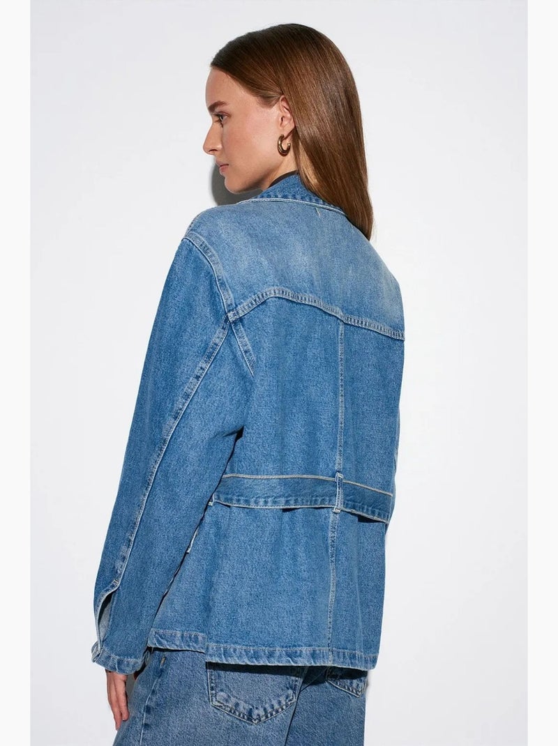 Giacca di jeans da donna con cintura dilvin Blu zaffiro - Kiabi