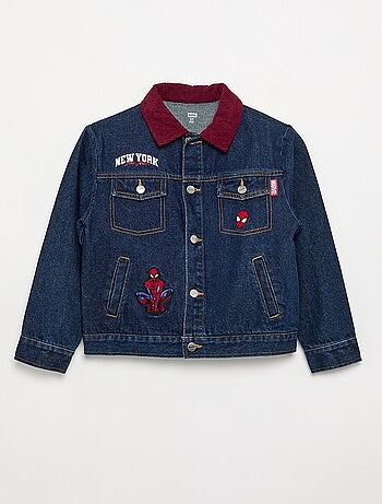 Giacca di jeans 'Marvel' 'Spiderman' con colletto a contrasto
