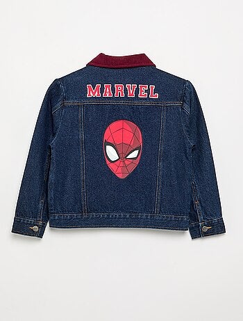 Giacca di jeans 'Marvel' 'Spiderman' con colletto a contrasto