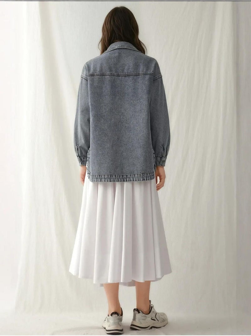 Giacca di jeans oversize con colletto a camicia e tasche bdart Blu chiaro - Kiabi
