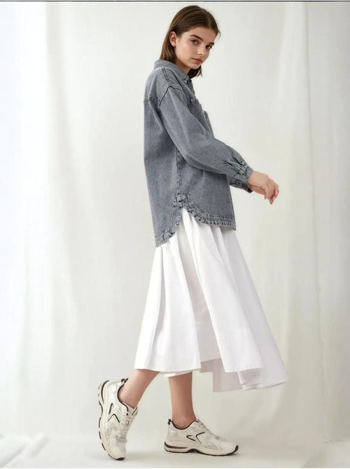 Giacca di jeans oversize con colletto a camicia e tasche bdart - Kiabi Giacca di jeans oversize con colletto a camicia e tasche bdart - Kiabi