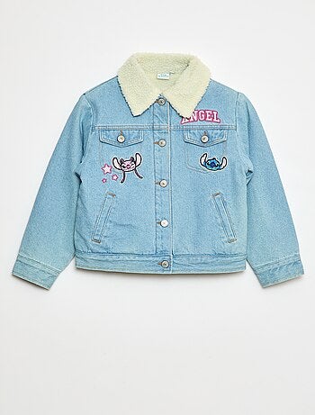 Giacca di jeans 'Stitch' con collo effetto montone