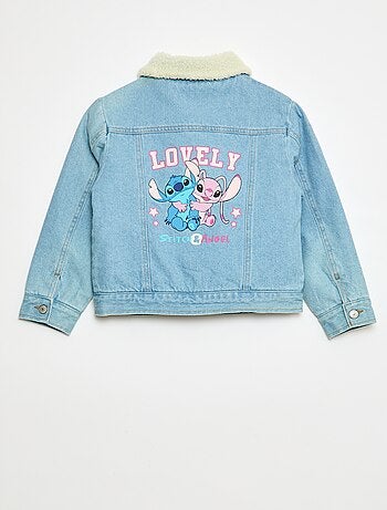 Giacca di jeans 'Stitch' con collo effetto montone