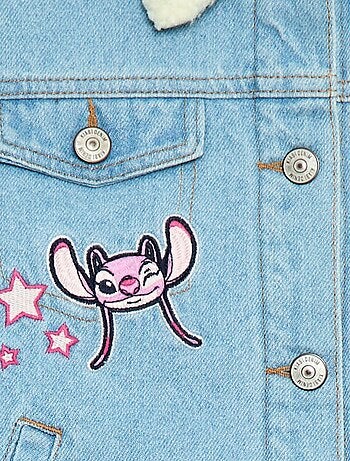 Giacca di jeans 'Stitch' con collo effetto montone