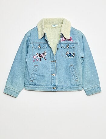 Giacca di jeans 'Stitch' con collo effetto montone