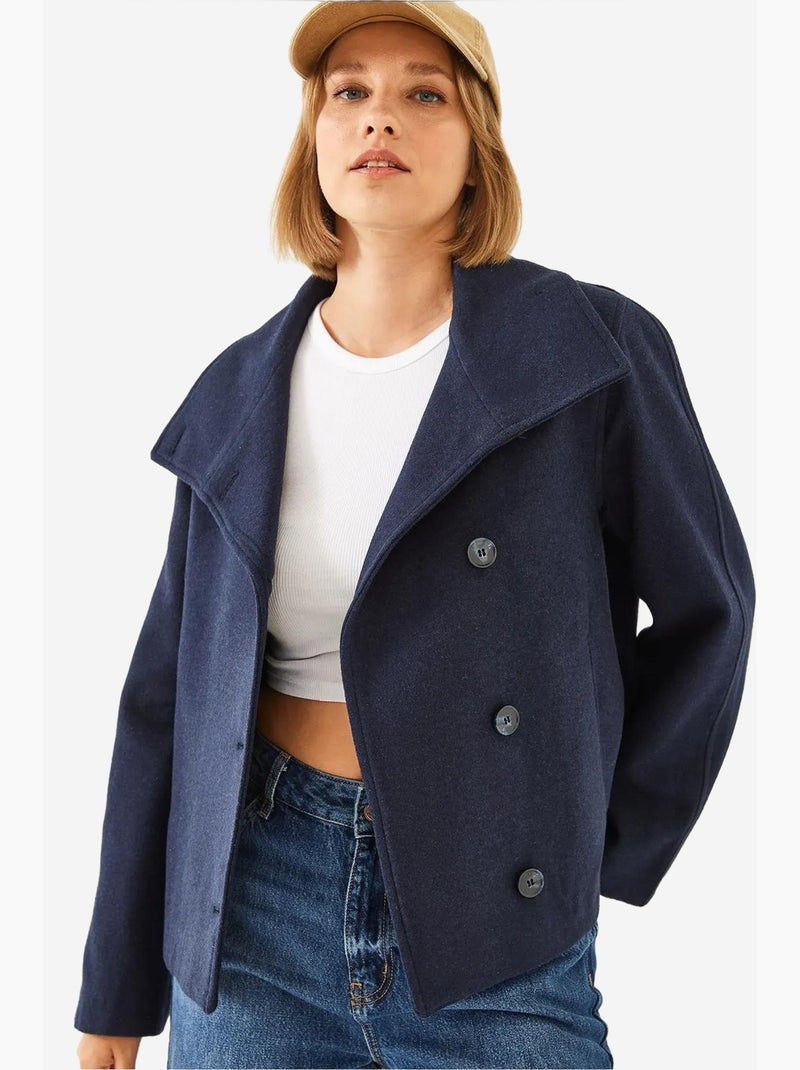 Giacca doppiopetto con bottoni in lana lucci Blu marino - Kiabi