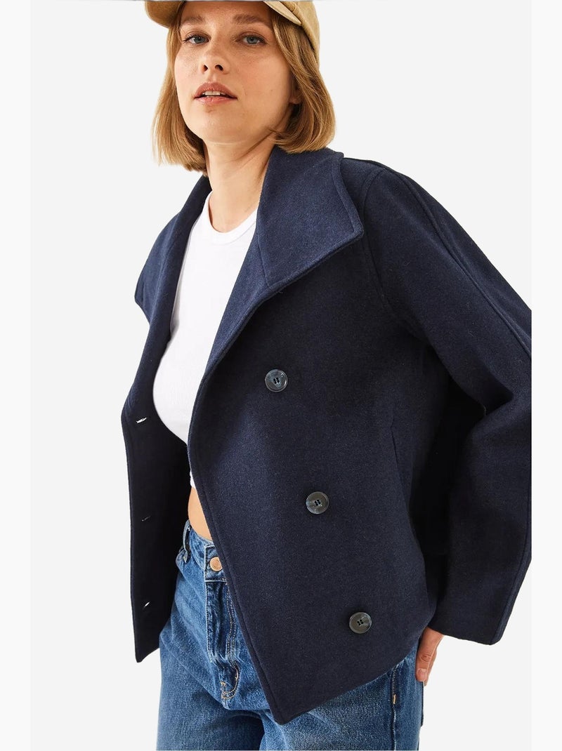 Giacca doppiopetto con bottoni in lana lucci Blu marino - Kiabi