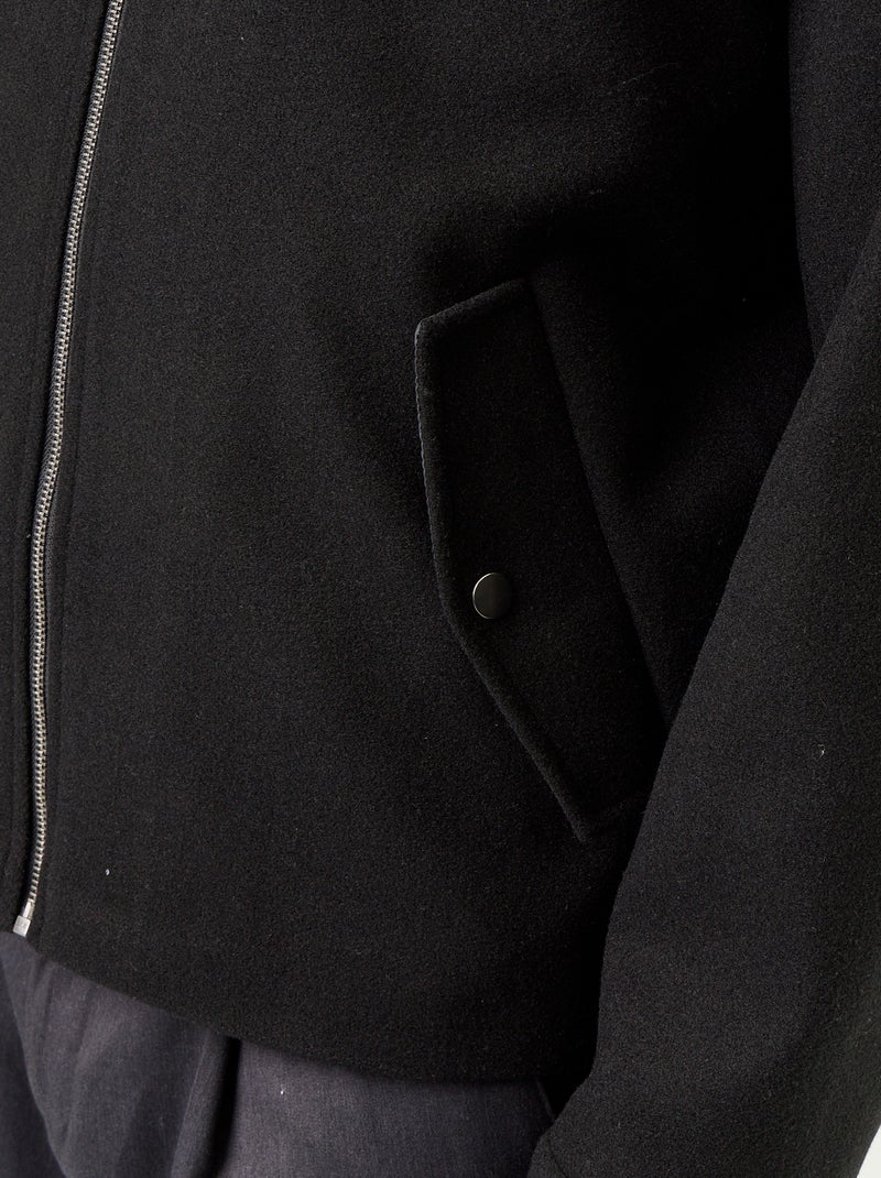 Giacca effetto lana con collo a camicia Nero - Kiabi