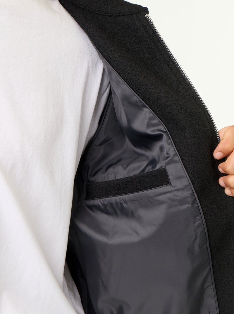Giacca effetto lana con collo a camicia Nero - Kiabi