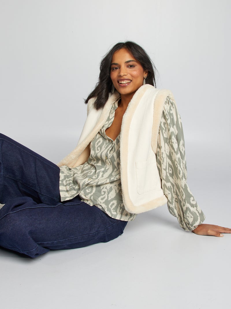 Giacca effetto peluche - BIANCO - Kiabi