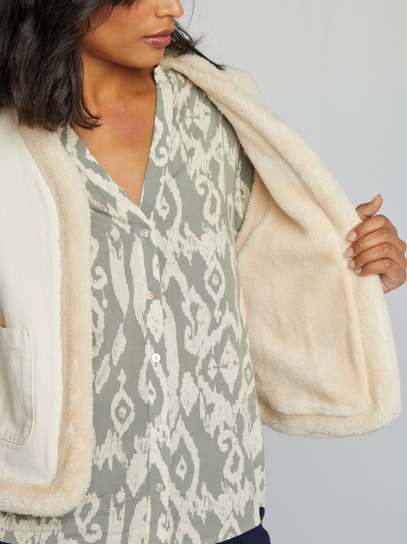 Giacca effetto peluche - BIANCO - Kiabi