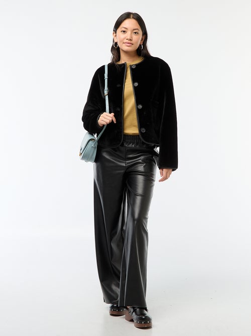 Giacca effetto peluche con collo rotondo - Kiabi