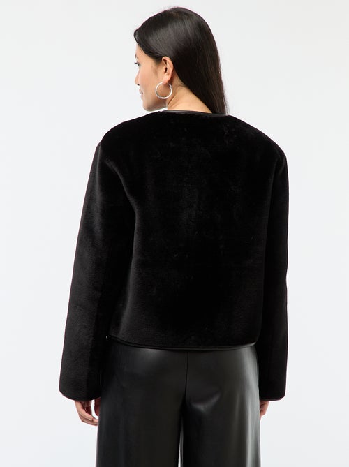 Giacca effetto peluche con collo rotondo - Kiabi