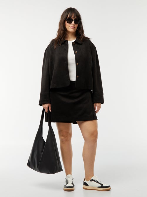 Giacca en finto camoscio con bottoni tinta unita - Kiabi