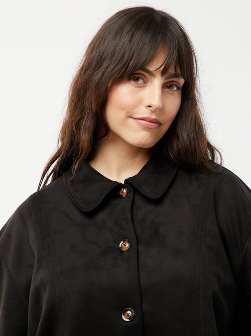 Giacca en finto camoscio con bottoni tinta unita - Kiabi