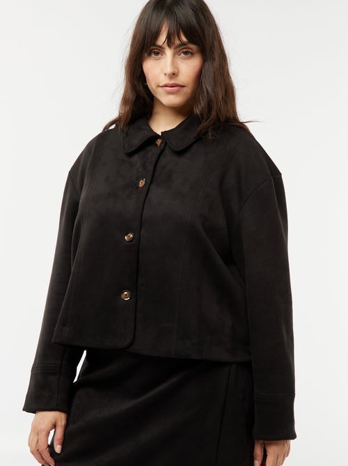 Giacca en finto camoscio con bottoni tinta unita - Kiabi