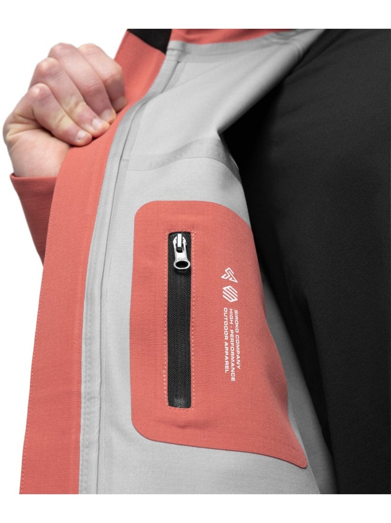 Giacca hardshell per l’escursionismo da uomo escursionismo uomo simien Rosso - Kiabi