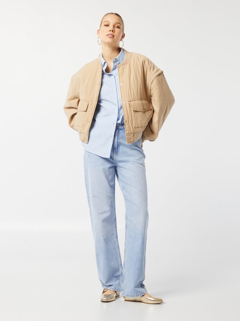 Giacca imbottita 2 in 1 con maniche staccabili BEIGE - Kiabi