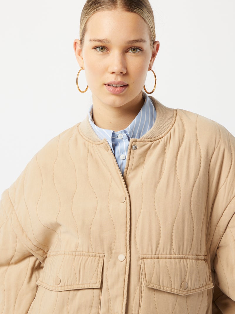 Giacca imbottita 2 in 1 con maniche staccabili BEIGE - Kiabi