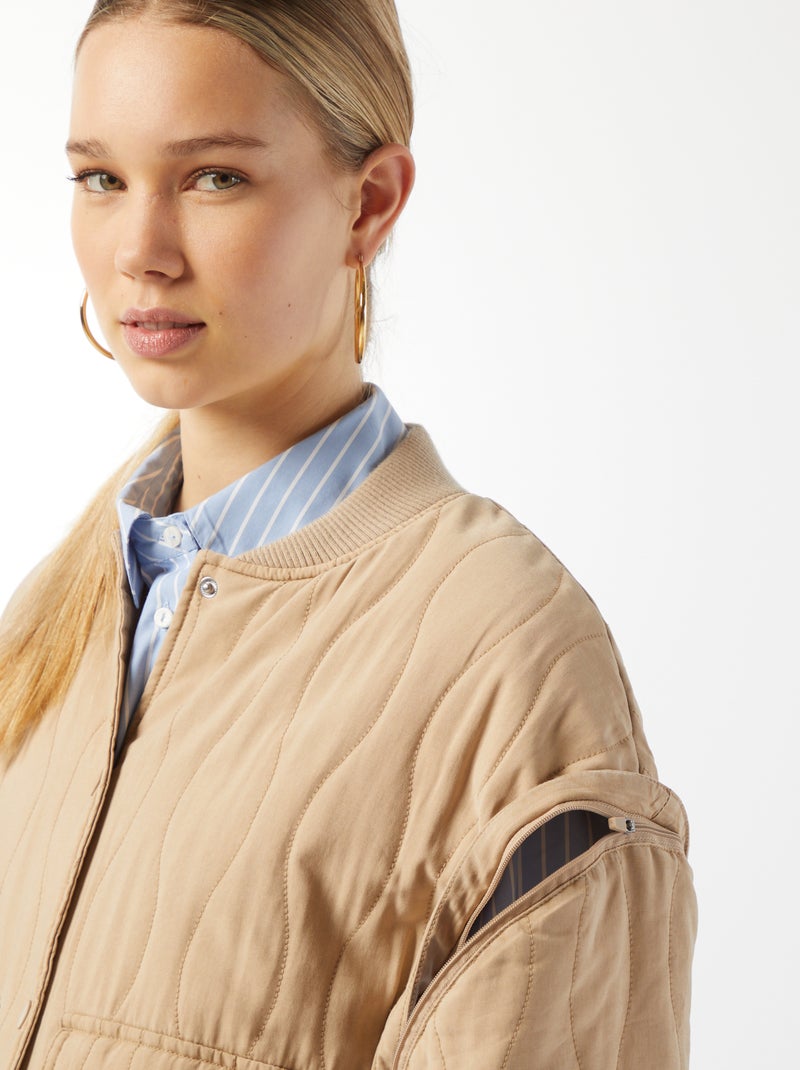 Giacca imbottita 2 in 1 con maniche staccabili BEIGE - Kiabi