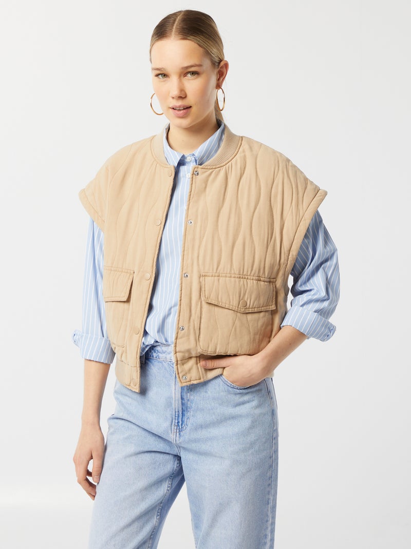 Giacca imbottita 2 in 1 con maniche staccabili BEIGE - Kiabi