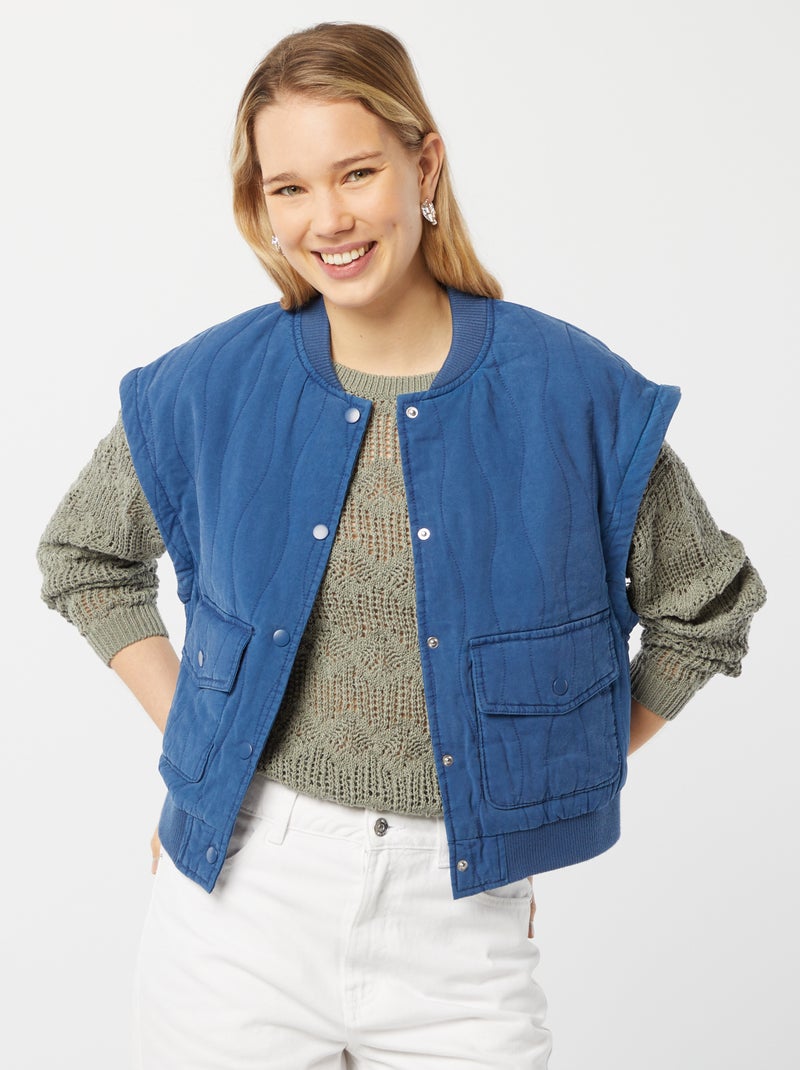 Giacca imbottita 2 in 1 con maniche staccabili BLU - Kiabi