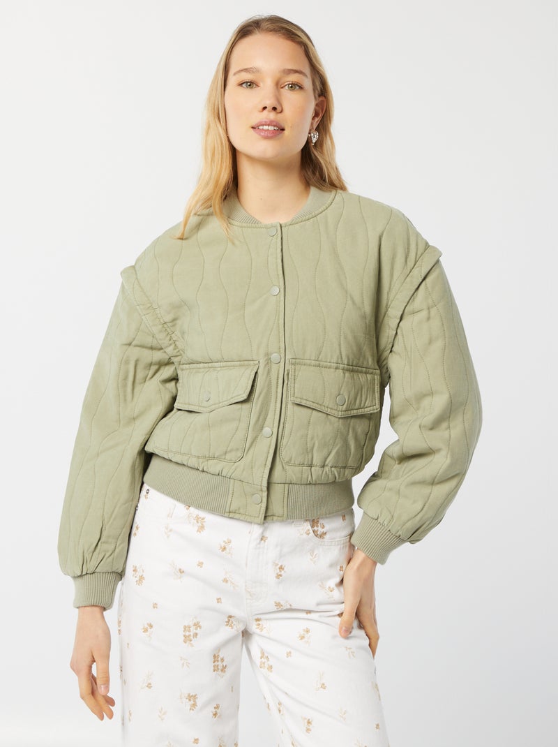 Giacca imbottita 2 in 1 con maniche staccabili KAKI - Kiabi