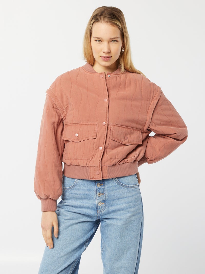 Giacca imbottita 2 in 1 con maniche staccabili ROSA - Kiabi