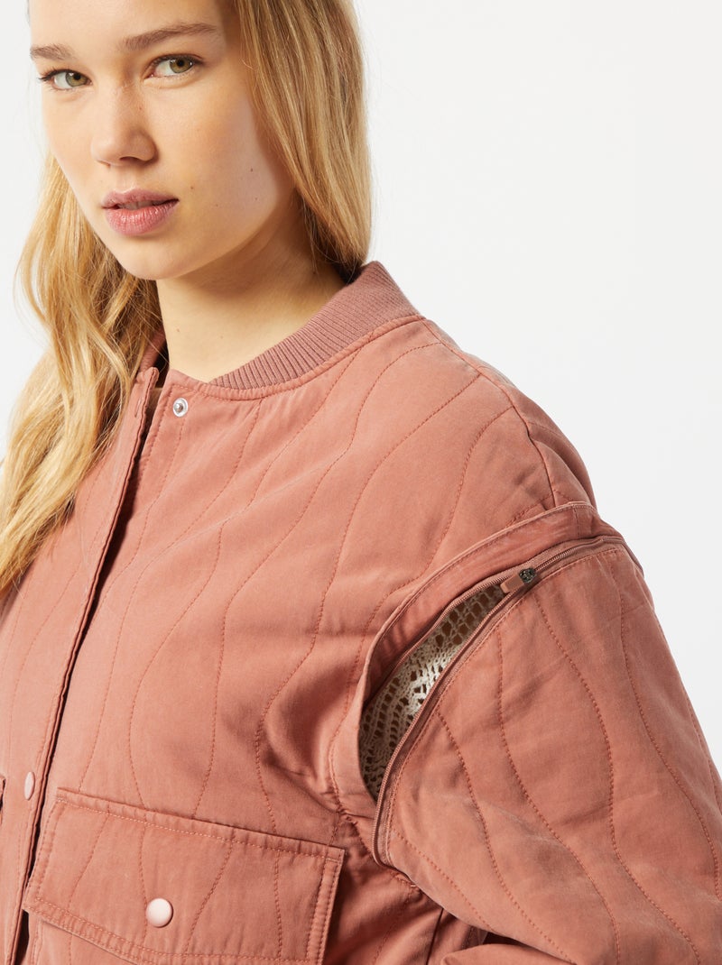 Giacca imbottita 2 in 1 con maniche staccabili ROSA - Kiabi