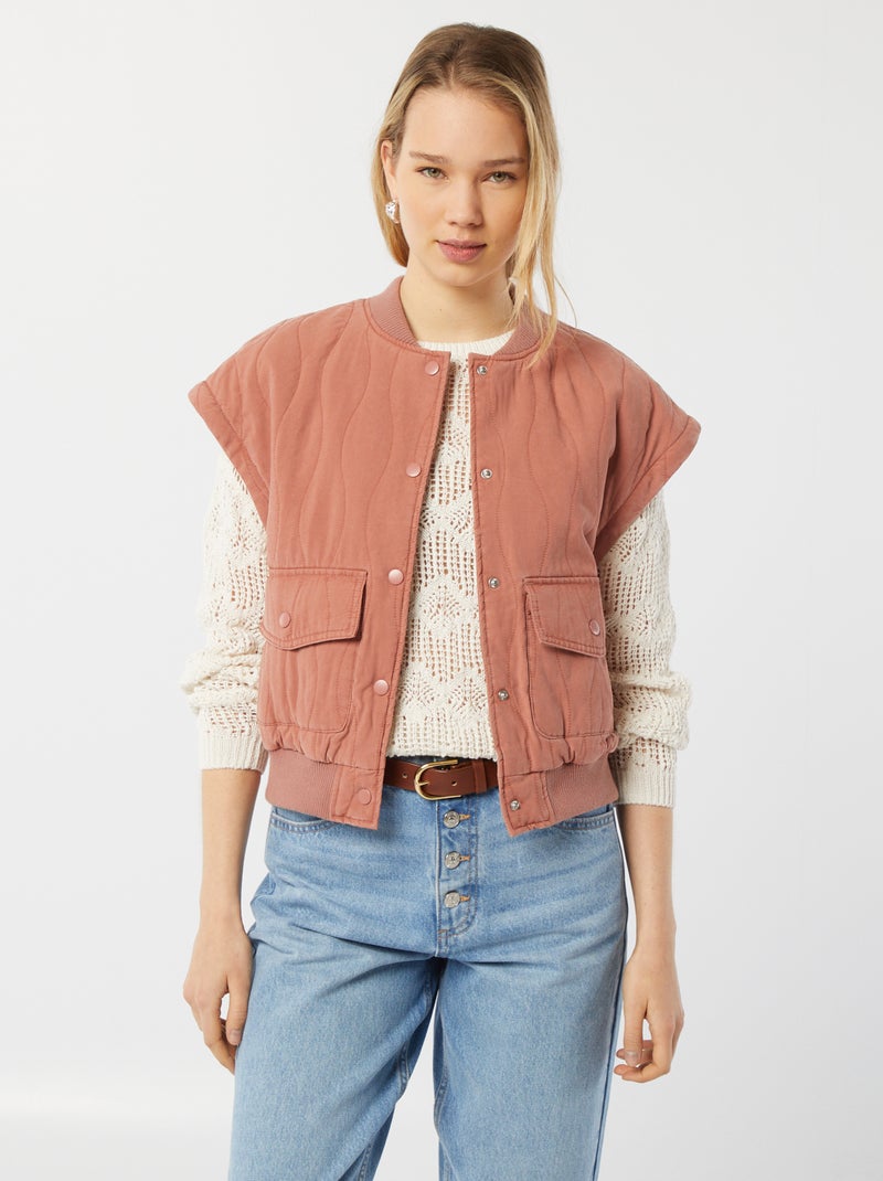 Giacca imbottita 2 in 1 con maniche staccabili ROSA - Kiabi