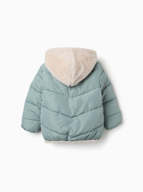 Giacca imbottita con cappuccio con fodera in peluche - Kiabi Giacca imbottita con cappuccio con fodera in peluche - Kiabi