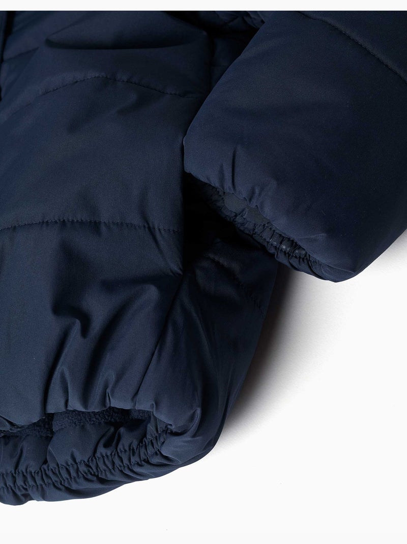 Giacca imbottita con cappuccio e fodera in pile Blu Blu - Kiabi