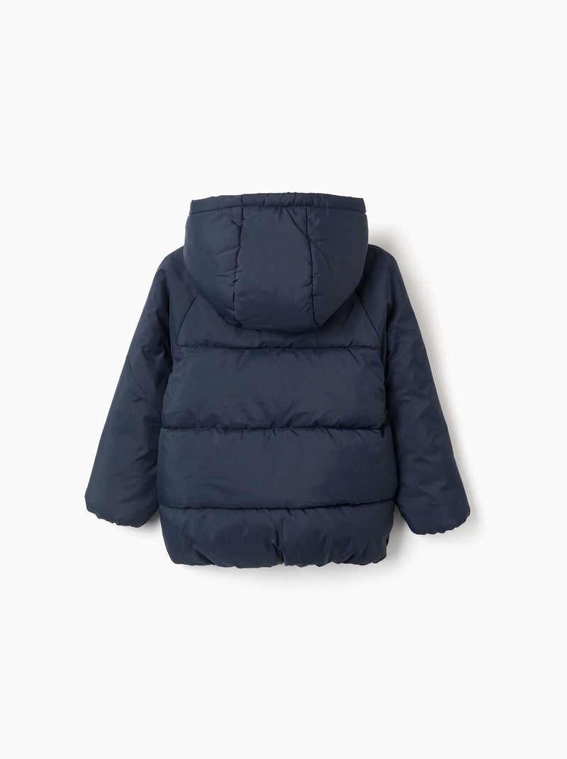 Giacca imbottita con cappuccio e fodera in pile Blu scuro - Kiabi