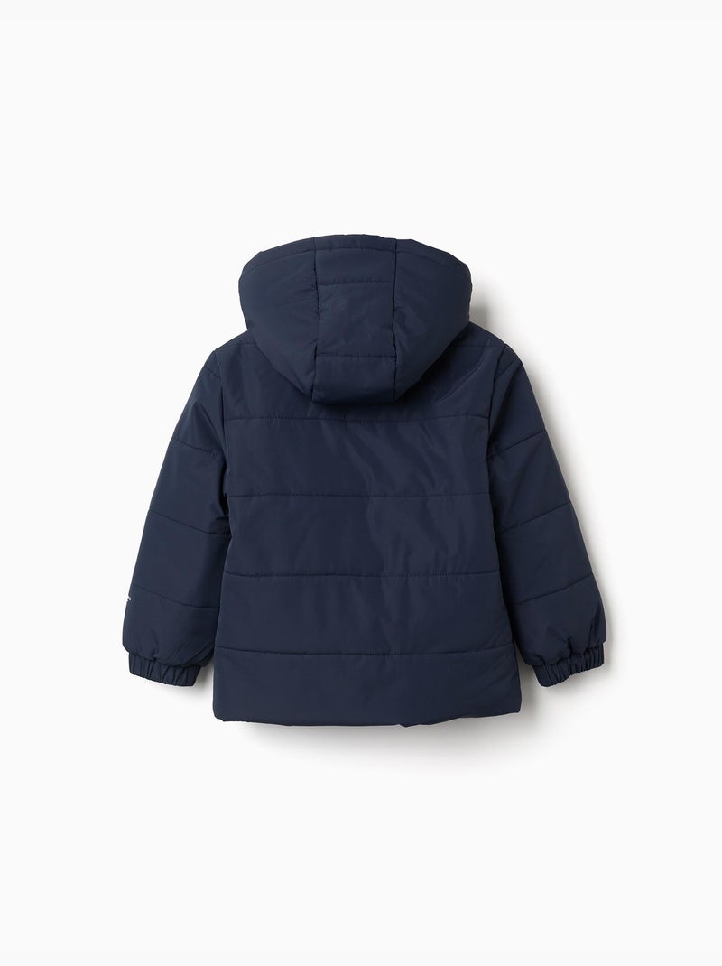 Giacca imbottita con cappuccio e fodera in pile Blu scuro - Kiabi