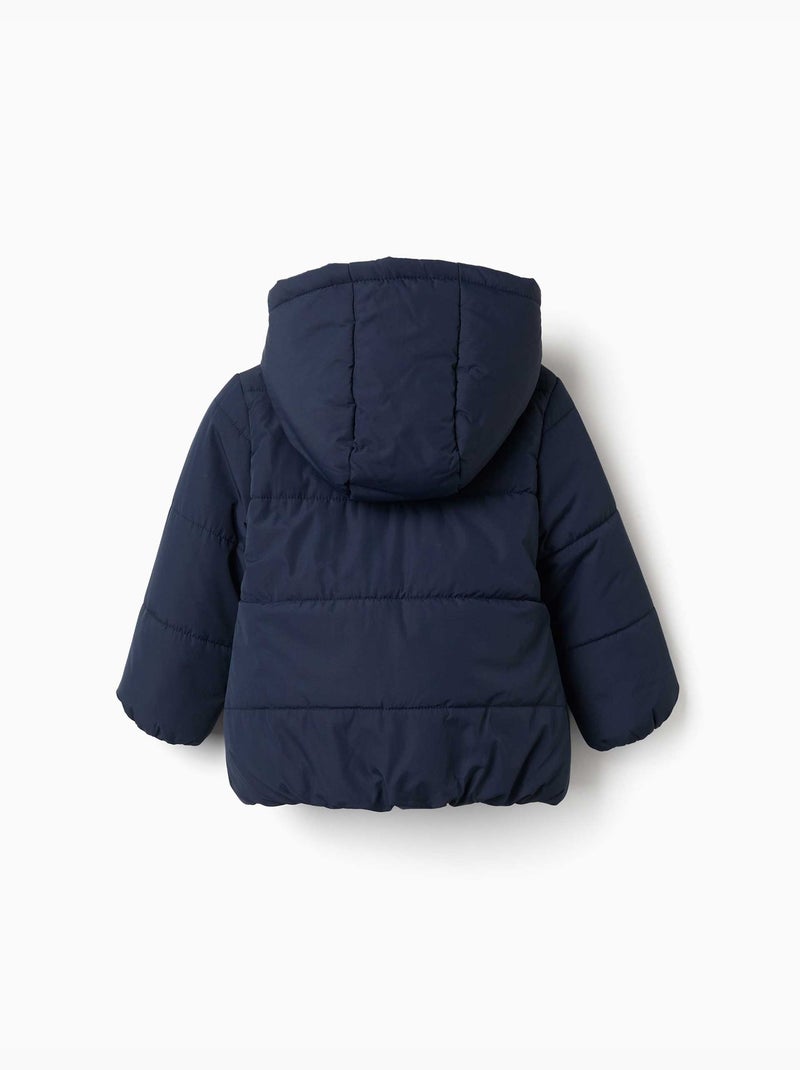 Giacca imbottita con cappuccio e fodera in pile Blu scuro - Kiabi