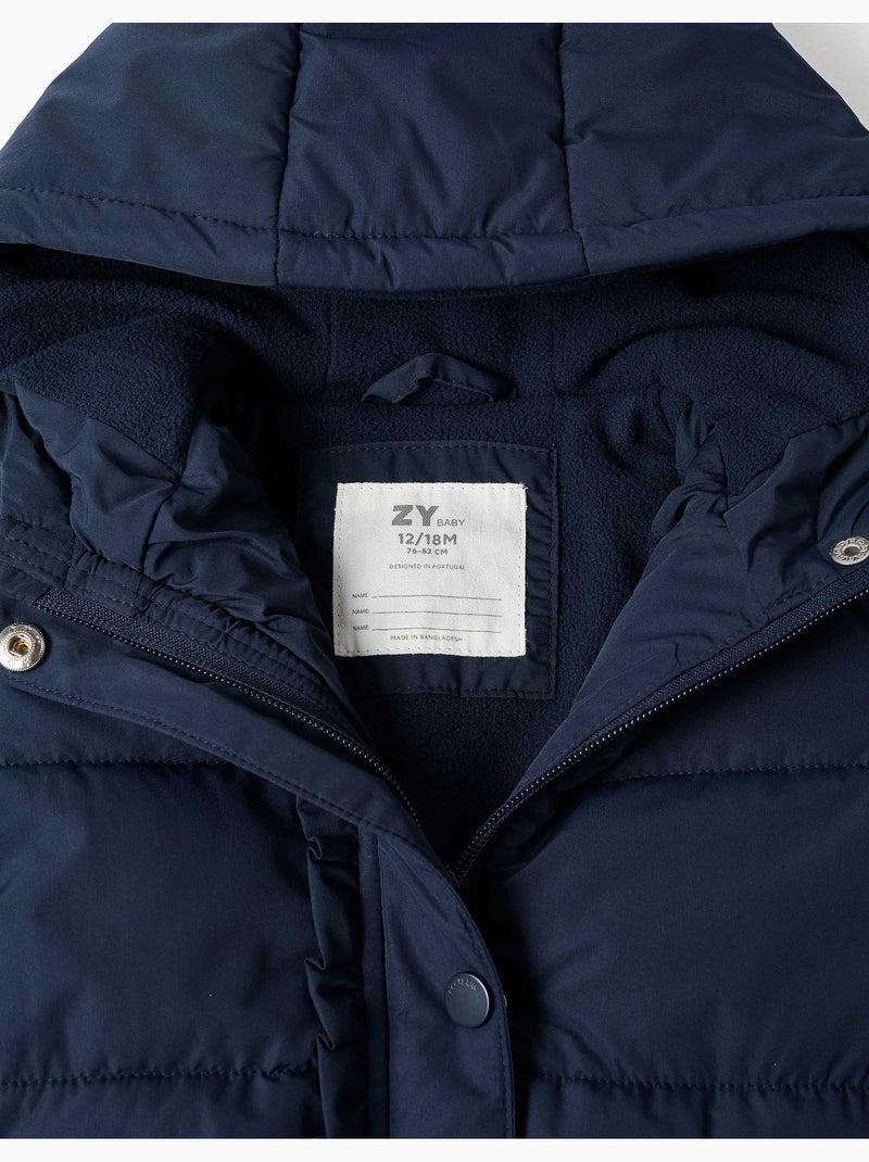 Giacca imbottita con cappuccio e fodera in pile Blu scuro - Kiabi