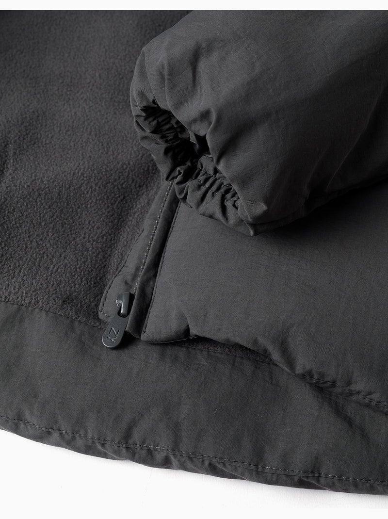 Giacca imbottita con cappuccio e fodera in pile Grigio scuro - Kiabi