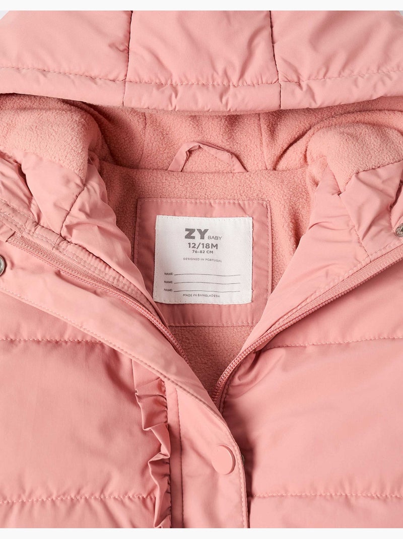 Giacca imbottita con cappuccio e fodera in pile Rosa - Kiabi