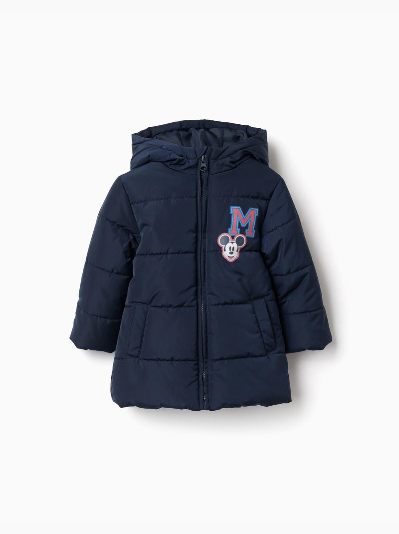 Giacca imbottita con cappuccio e stampa mickey Blu scuro - Kiabi