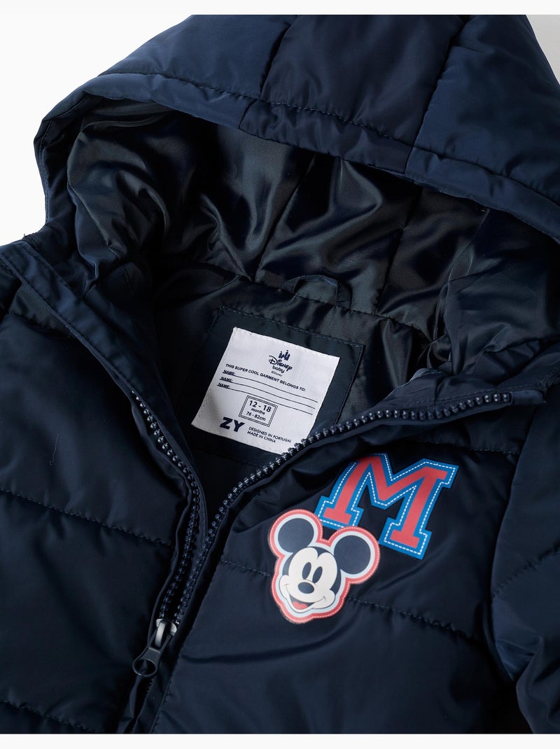 Giacca imbottita con cappuccio e stampa mickey Blu scuro - Kiabi