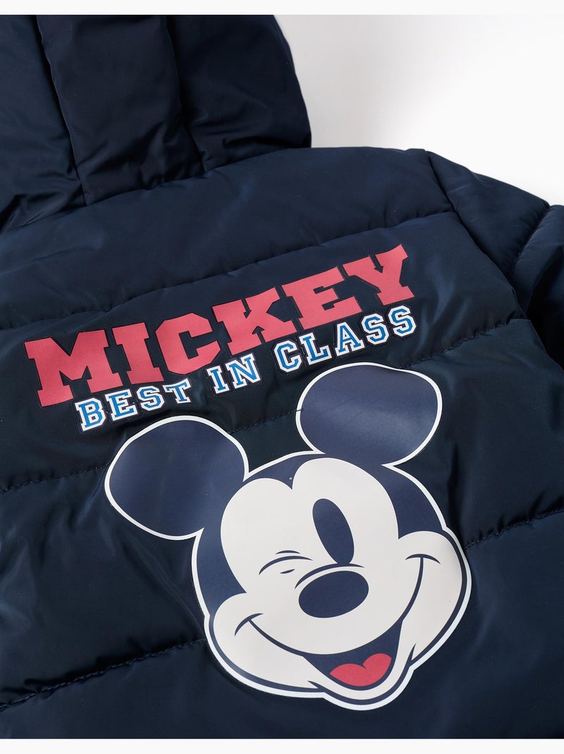 Giacca imbottita con cappuccio e stampa mickey Blu scuro - Kiabi
