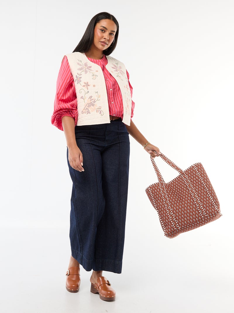 Giacca imbottita con ricami Beige - Kiabi