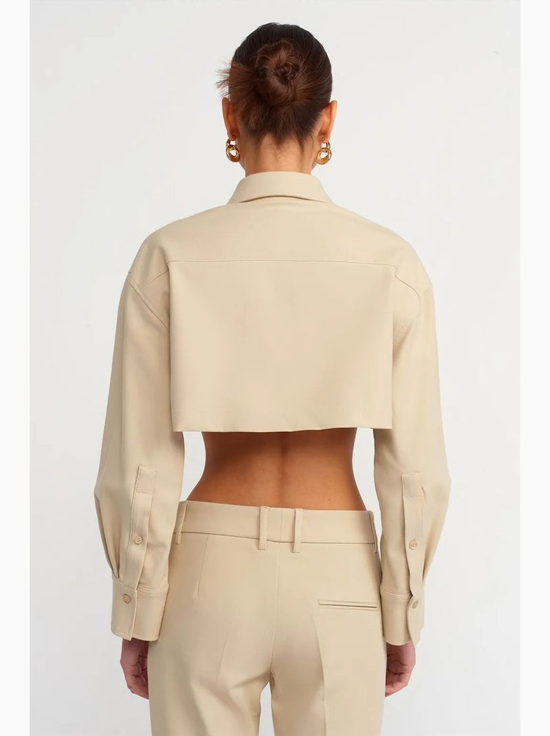 Giacca imbottita cropped in popeline di cotone dilvin Beige argilla - Kiabi