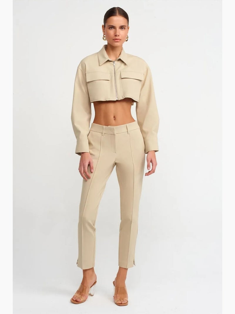 Giacca imbottita cropped in popeline di cotone dilvin Beige argilla - Kiabi