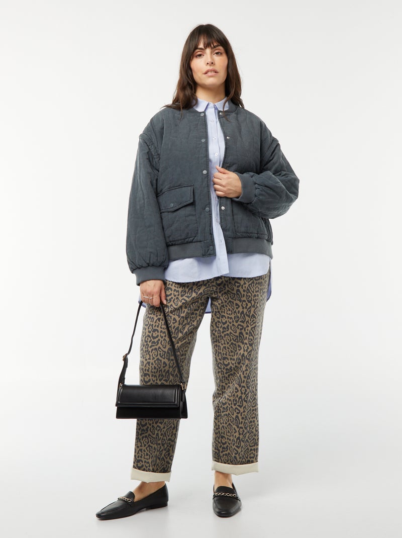 Giacca imbottita in cotone con onde verticali NERO - Kiabi