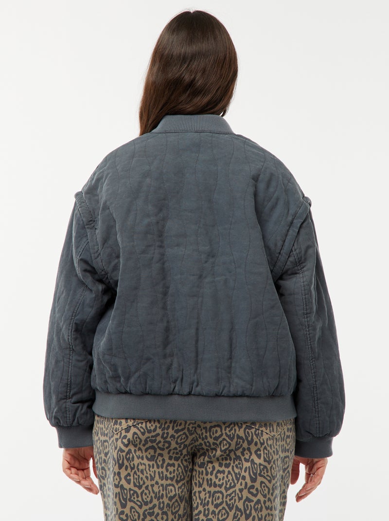 Giacca imbottita in cotone con onde verticali NERO - Kiabi