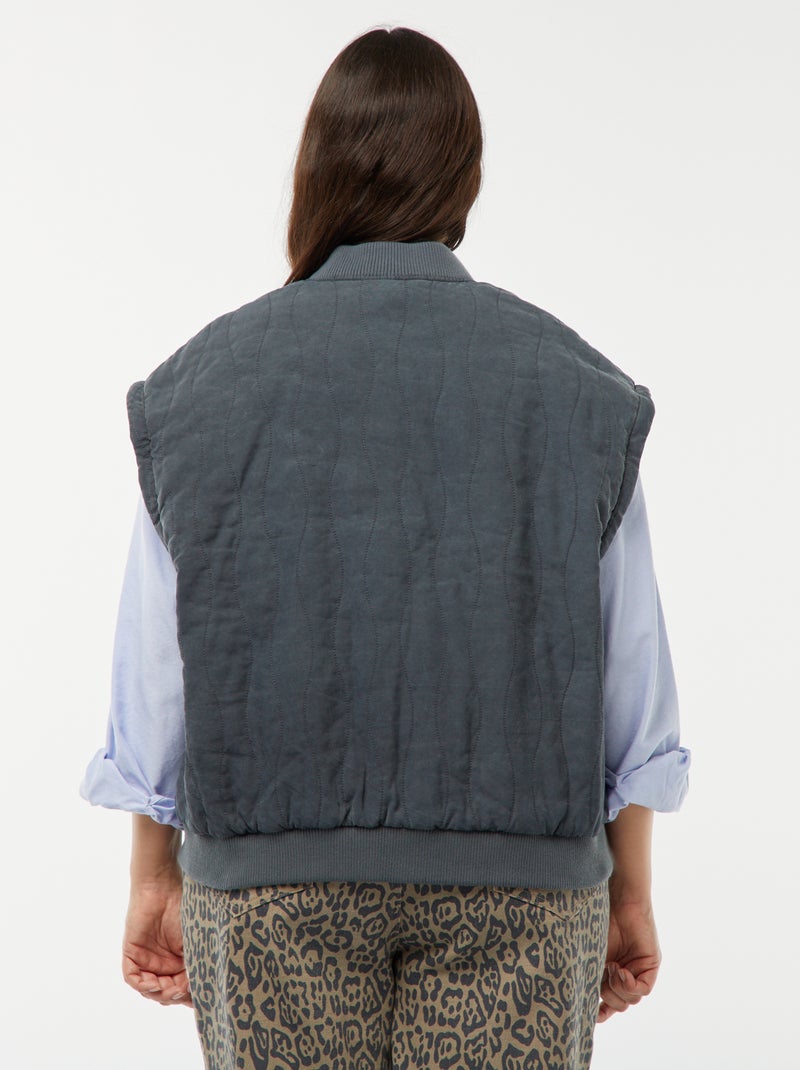 Giacca imbottita in cotone con onde verticali NERO - Kiabi