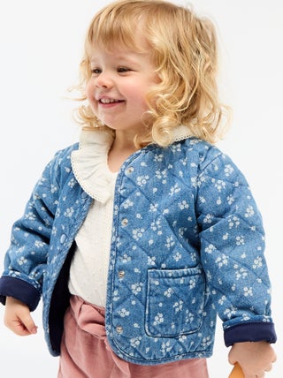 Giacca imbottita in denim con apertura a bottoni a pressione