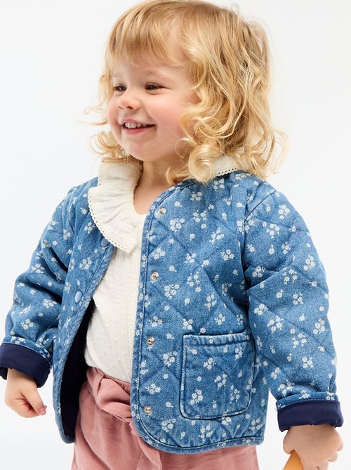 Giacca imbottita in denim con apertura a bottoni a pressione - Kiabi