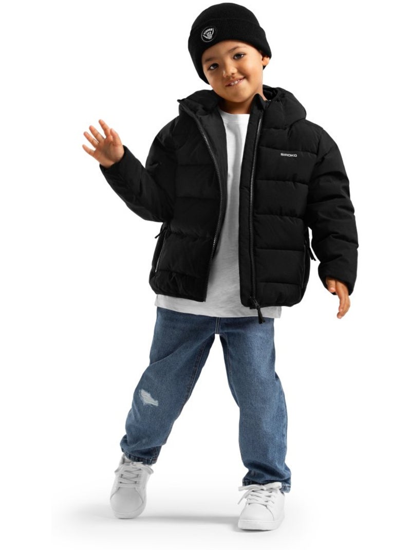 Giacca imbottita resistente all'acqua bambini lifestyle bambini e bambine trend Nero - Kiabi